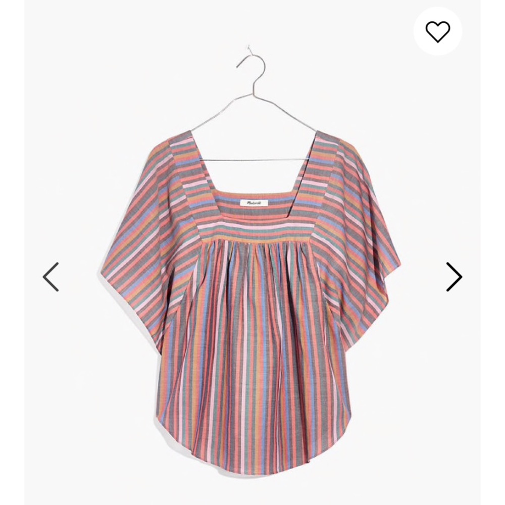 Madewell butterfly sleeve rainbow stripe top NWT
